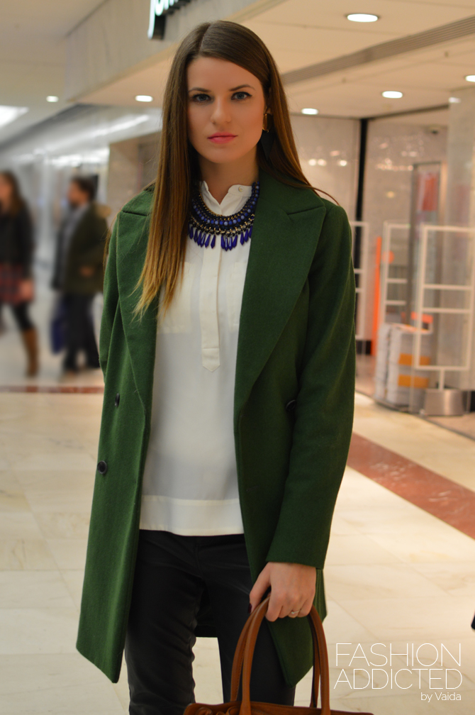 Zara Green Double Breasted Wool Coat - Fashion Addicted