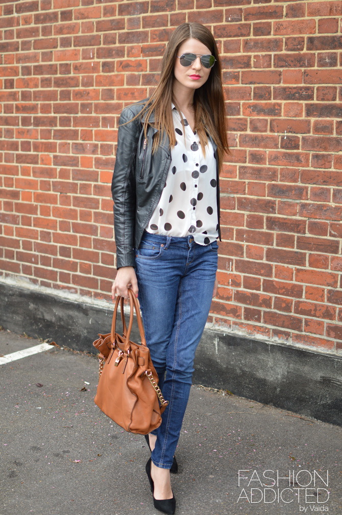 Polka Dot Blouse & Jeans - Fashion Addicted