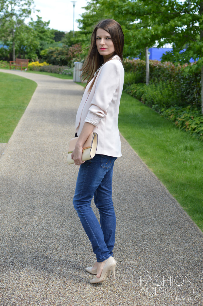 Light Pink Crepe Oversized Blazer