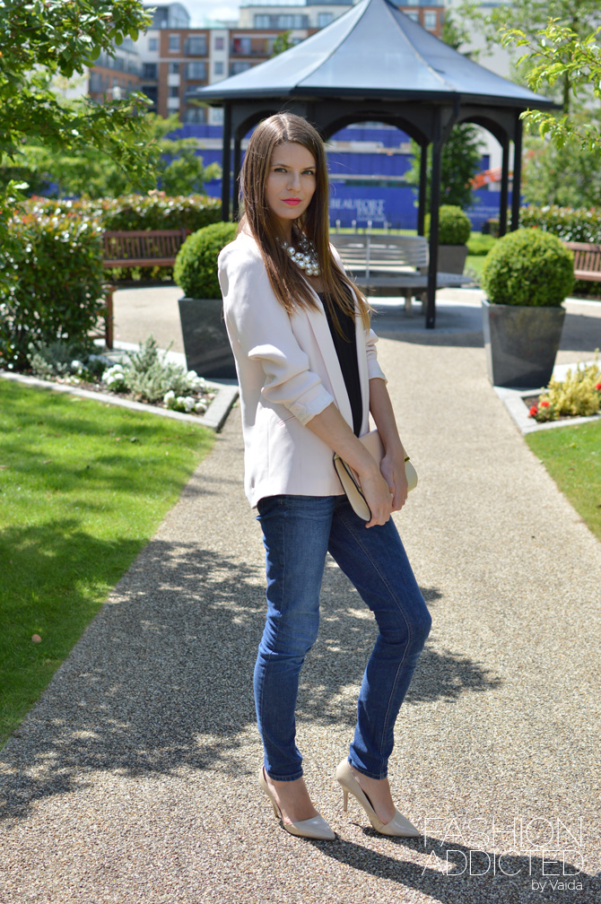 Light Pink Crepe Oversized Blazer