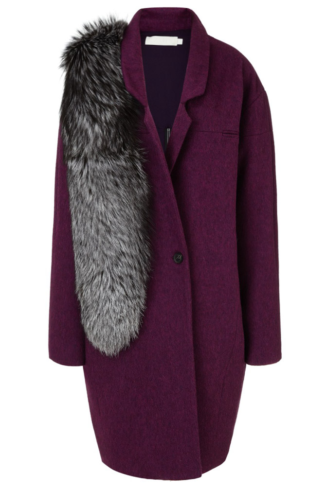 Kaelen Purple Wool Back Zip Coat