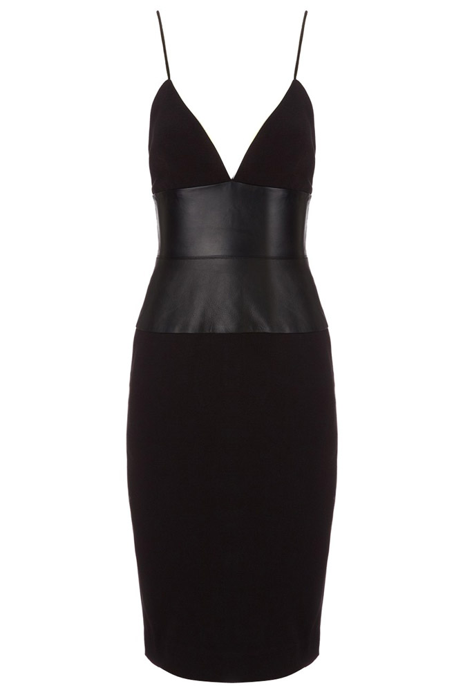 LAgence Black Leather Bodice Dress