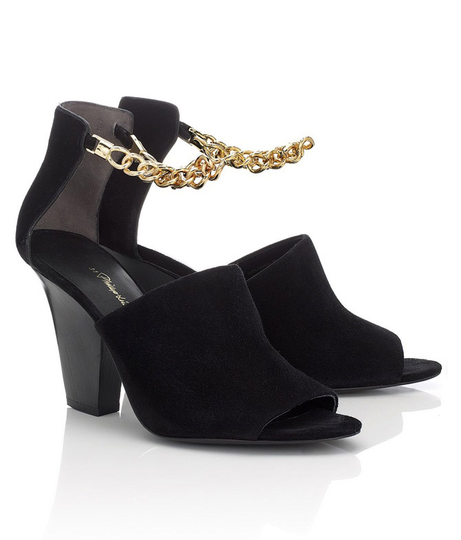 Phillip Lim Black Suede Chain Berlin Sandals