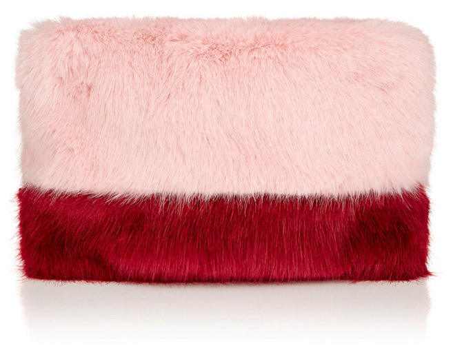 Shrimps Pink Faux Fur Pablo Clutch