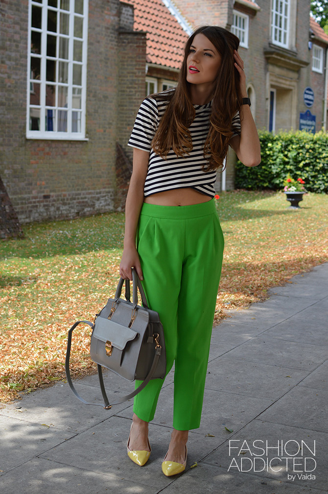 Only high waist wide leg pants in bright green - part of a set | ASOS