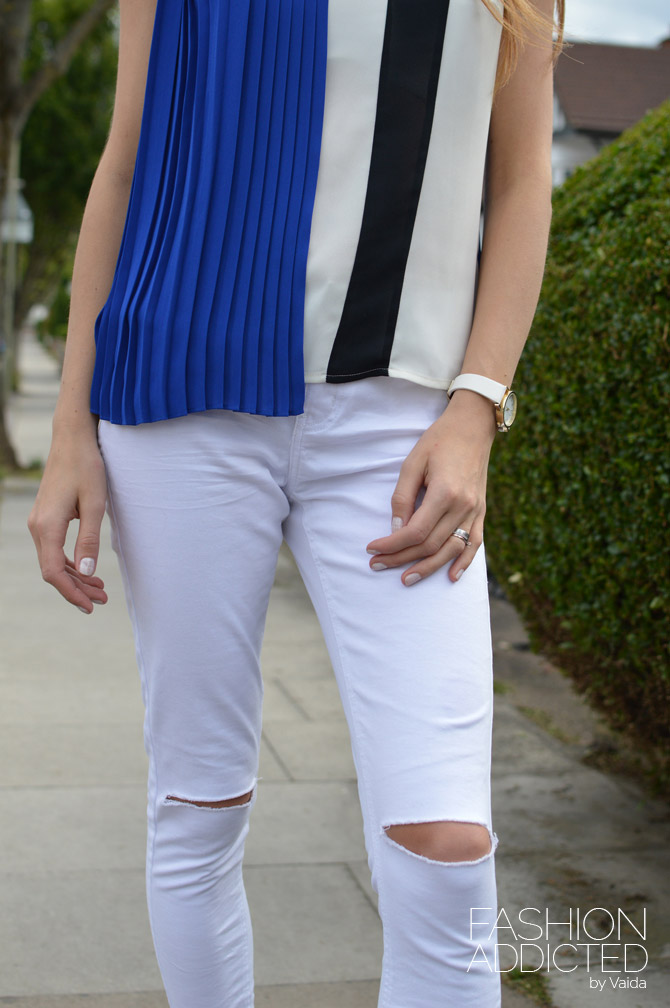 Colour-Block-Pleated-Shell-top