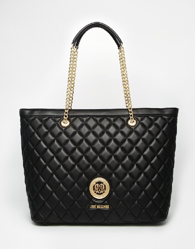 Love Moschino Quilted Tote Bag in Black