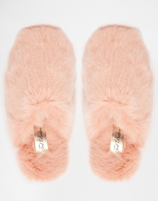 Ted Baker Breae Pink Faux Fur Slippers