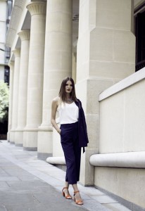 navy-suit-culottes-orange-sandals-fashion-blogger-london-3