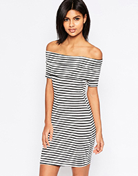 Striped Off the Shoulder Dress - Fashion Addicted