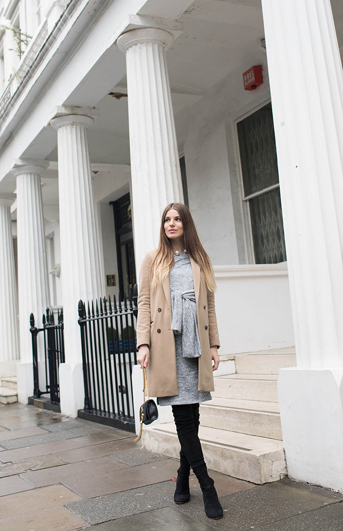 grey-tie-front-dress-maternity-outfit