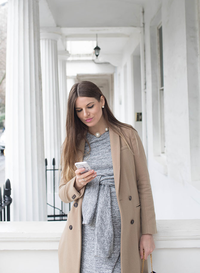 grey-tie-front-dress