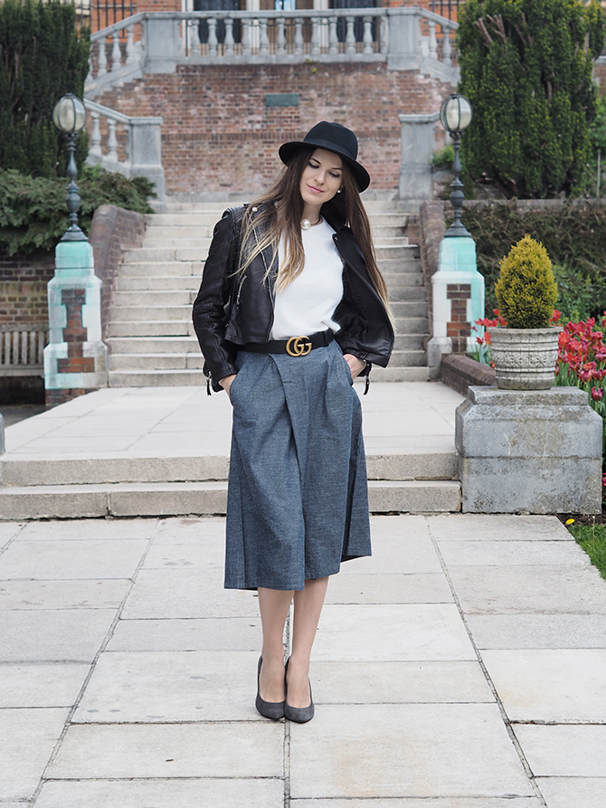 Grey culottes outfit best sale