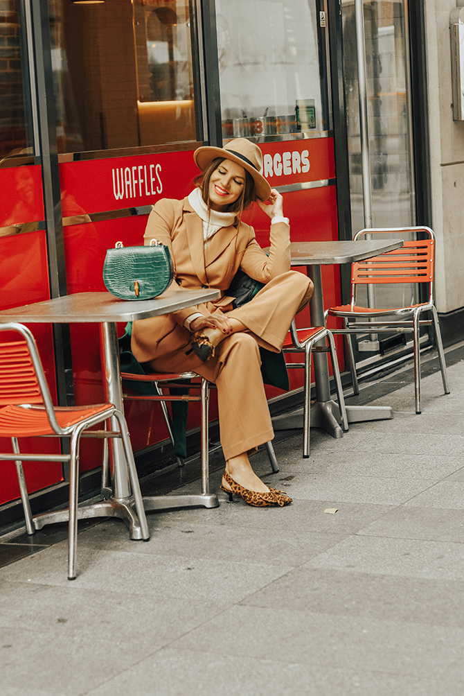 tan-suit-debenhams-fashion-blogger-london-green-coat-leopard-shoes