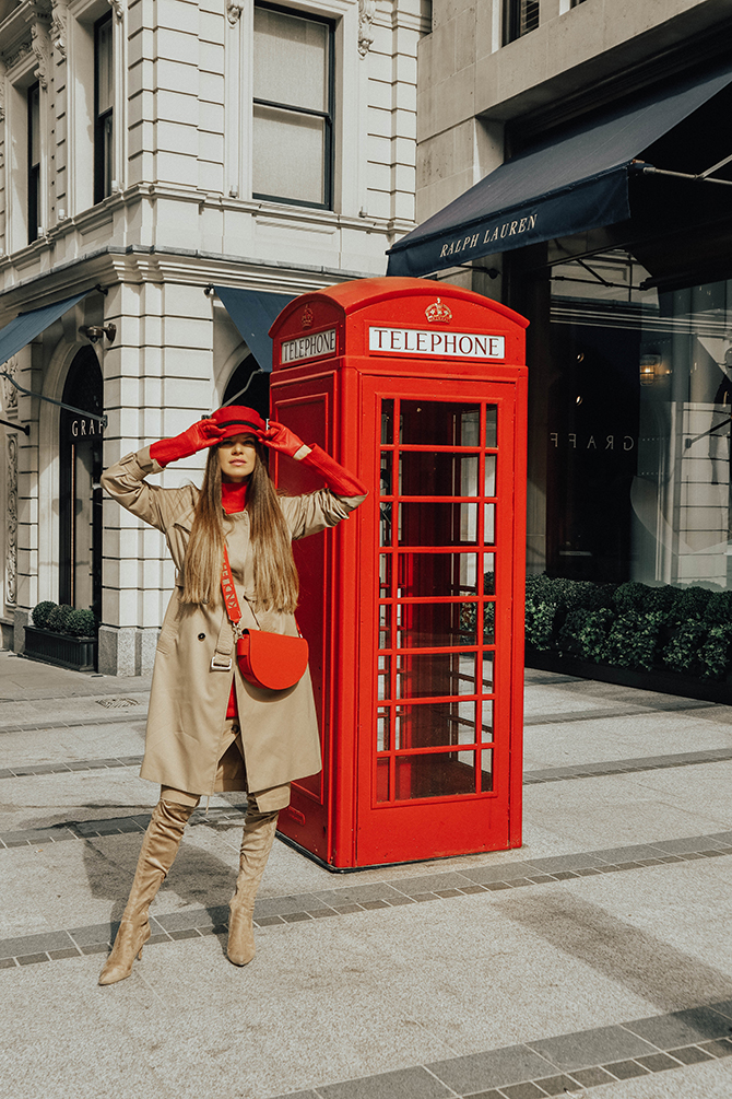 H&m red trench clearance coat